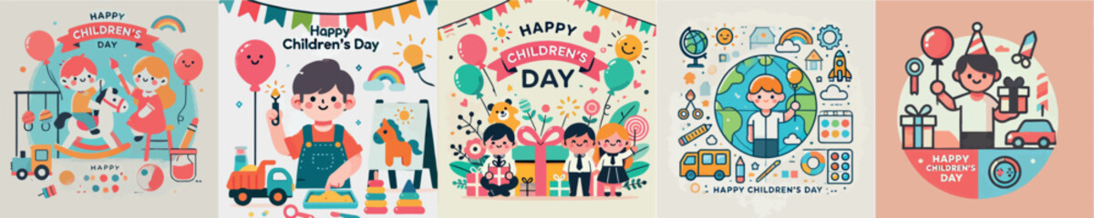 Vector image with the theme of Happy Childrens Day