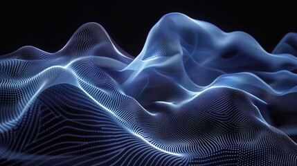 Fototapeta premium Abstract blue color background of curved line wave or veil texture shape