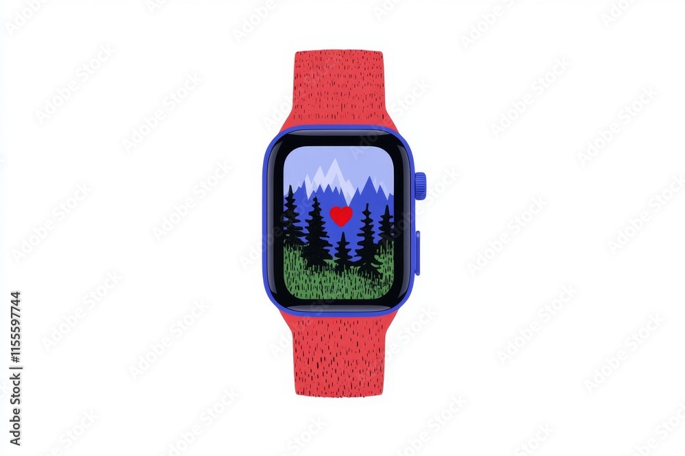 Leinwandbilder a flat 2d design of a fitness tracker showing heart rate and steps walked, with simple clean lines a