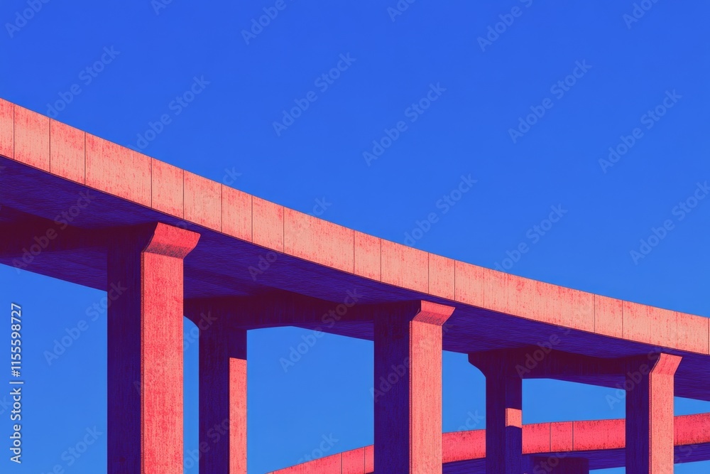 Poster A geometric icon of an overpass highway intersection, using bold lines and a monochrome color scheme