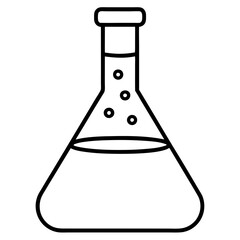 Chemistry Flask Line Art Vector Illustration