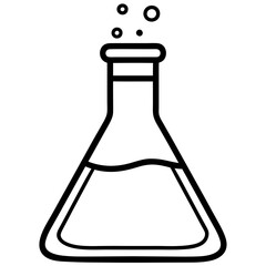 Chemistry Flask Line Art Vector Illustration