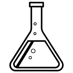 Chemistry Flask Line Art Vector Illustration