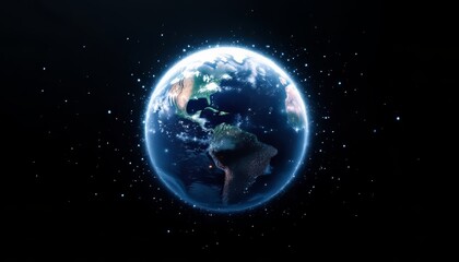 Fototapeta premium A stunning view of Earth surrounded by glowing stars in the vast universe.