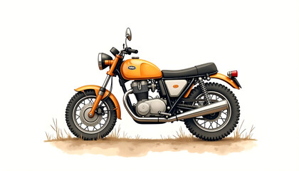 Obraz premium Vintage orange motorcycle illustration on white background