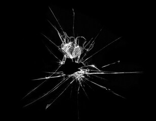 Cracked Hole Shattered Glass black background