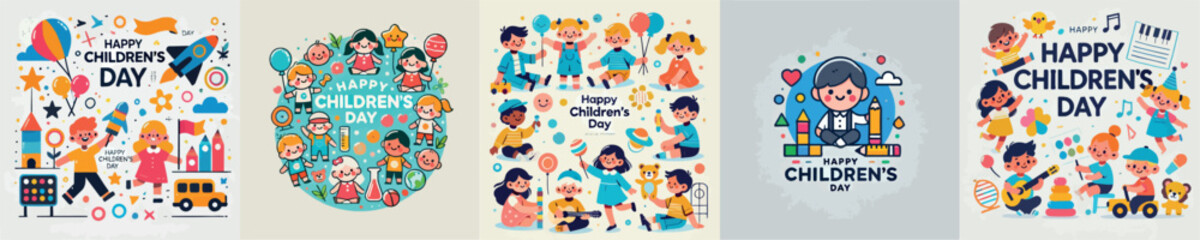 Vector image with the theme of Happy Childrens Day