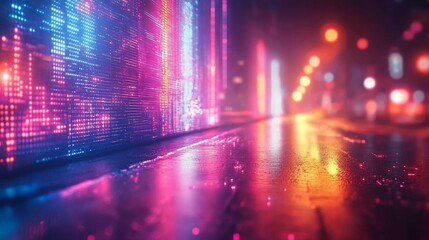 Neon Cityscape at Night: A Futuristic Digital Art