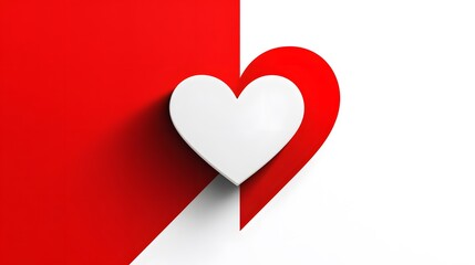 Minimalistic love card Modern, minimalistic Valentine s Day card, simple heart icon, bold red and white colors, clean lines