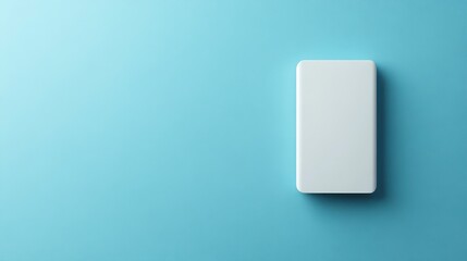 White blank rectangle on light blue background.