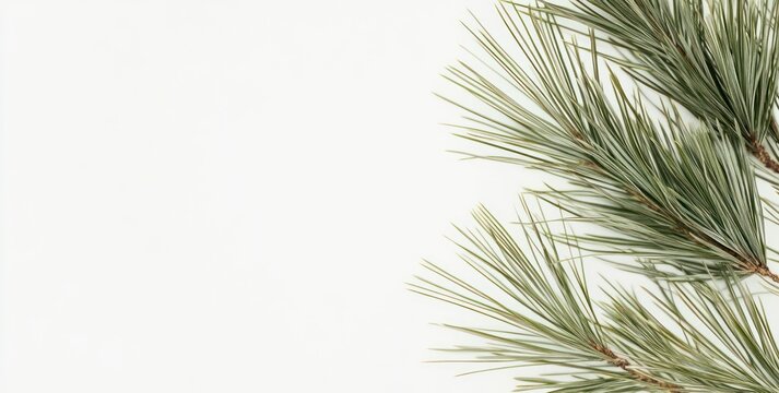 Pine branches on white background.