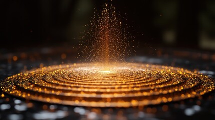 Golden Radiance: Abstract Art of Sparkling Particles