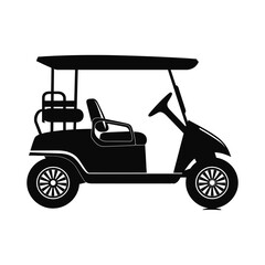 Set of Golf cart icon, silhouette, outline, vector, illustration, isolated on a white background