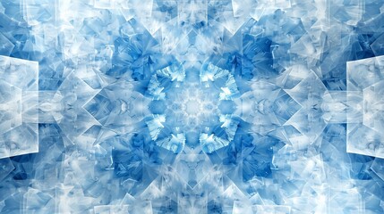 Obraz premium Abstract pattern blue and white seamless mosaic background. Computer image. Fractal geometry: a portal of luminous blocks. Sci-fi or hi-tech background