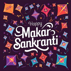 Obraz premium Makar Sankranti. Poster, Banner, Story, Post. Makar Sankranti Poster. Social Media Poster. 