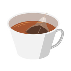 テトラ型のティーバッグを入れたマグカップのイラスト