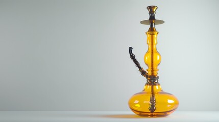 Beautiful yellow hookah on a white background