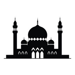 Mosque icon, silhouette, outline, vector, illustration, isolated on a white background