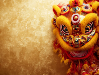 Fototapeta premium Chinese lion dance performance with vibrant costumes