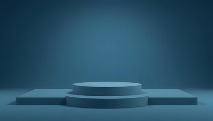 Fototapeta premium Abstract Blue Minimalist Stage Platform. 3D rendering.