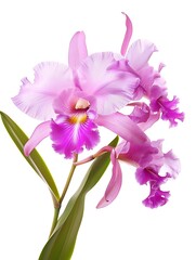 Obraz premium Cattleya Orchid Isolated on White Background. Beautiful Cattleya Orchid Flower