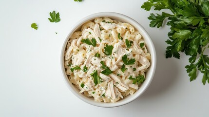 Creamy Macaroni Salad with Shredded Chicken