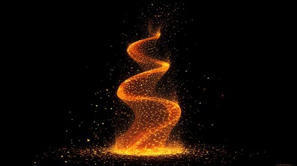 A twisting column of fire surrounded by glowing embers on a pure black background