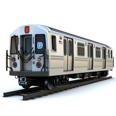 Fototapeta premium Subway train on tracks, isolated on white.