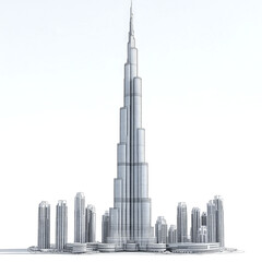 Naklejka premium Tall skyscraper architectural model.