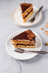 Snickers cake with caramel, peanuts and buttercream.