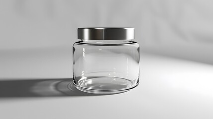Clear Glass Jar with Metal Lid on Soft Light Background
