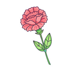carnation flower illustration, flower vector art, flower icon - Minimalistic flat illustration of carnation flower flower, perfect for icons, logos, and floral-themed designs.

