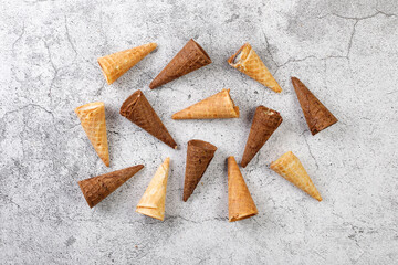 Variety of mini waffle cones.