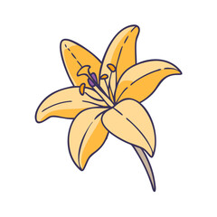 daylily flower illustration, flower vector art, flower icon - Minimalistic flat illustration of daylily flower flower, perfect for icons, logos, and floral-themed designs.

