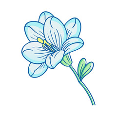 freesia flower illustration, flower vector art, flower icon - Minimalistic flat illustration of freesia flower flower, perfect for icons, logos, and floral-themed designs.

