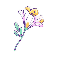 freesia flower illustration, flower vector art, flower icon - Minimalistic flat illustration of freesia flower flower, perfect for icons, logos, and floral-themed designs.

