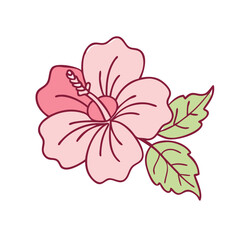 hibiscus flower illustration, flower vector art, flower icon - Minimalistic flat illustration of hibiscus flower flower, perfect for icons, logos, and floral-themed designs.

