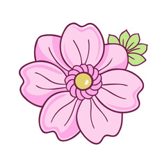 japanese anemone flower illustration, flower vector art, flower icon - Minimalistic flat illustration of japanese anemone flower flower, perfect for icons, logos, and floral-themed designs.

