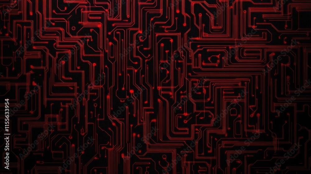Poster Abstract red circuit board pattern background.