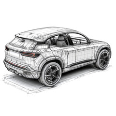 Fototapeta premium Wireframe SUV design.