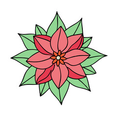 poinsettia flower illustration, flower vector art, flower icon - Minimalistic flat illustration of poinsettia flower flower, perfect for icons, logos, and floral-themed designs.

