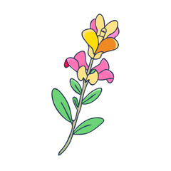 Fototapeta premium snapdragon flower illustration, flower vector art, flower icon - Minimalistic flat illustration of snapdragon flower flower, perfect for icons, logos, and floral-themed designs.