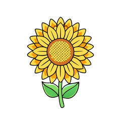 sunflower flower illustration, flower vector art, flower icon - Minimalistic flat illustration of sunflower flower flower, perfect for icons, logos, and floral-themed designs.

