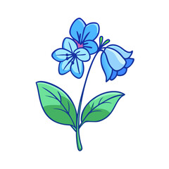 virginia bluebells flower illustration, flower vector art, flower icon - Minimalistic flat illustration of virginia bluebells flower flower, perfect for icons, logos, and floral-themed designs.

