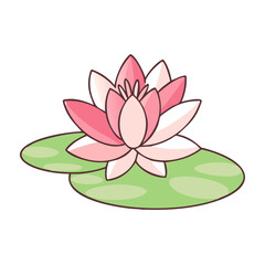 water lily flower illustration, flower vector art, flower icon - Minimalistic flat illustration of water lily flower flower, perfect for icons, logos, and floral-themed designs.

