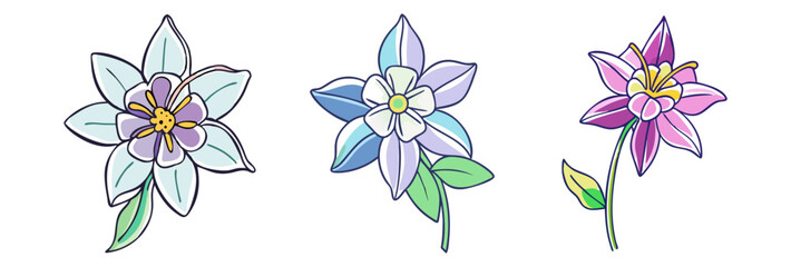 columbine flower illustration, flower vector art, flower icon - Minimalistic flat illustration of columbine flower flower, perfect for icons, logos, and floral-themed designs.

