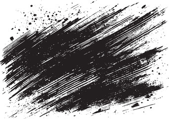 Grunge brush stroke background effect black vector illustration isolated on a white background