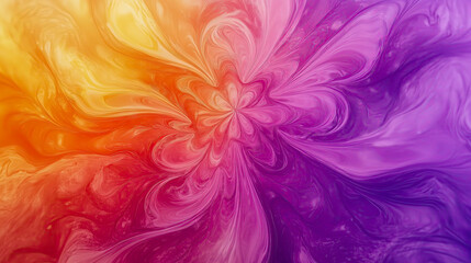 Colorful swirling abstract background resembling a flower with purple, pink, orange and yellow hues