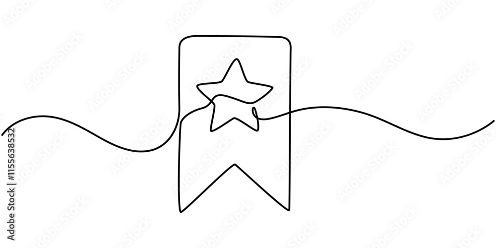 Poster a single-line drawing of a bookmark. continuous line bookmark icon. one line icon, bookmark icon in 