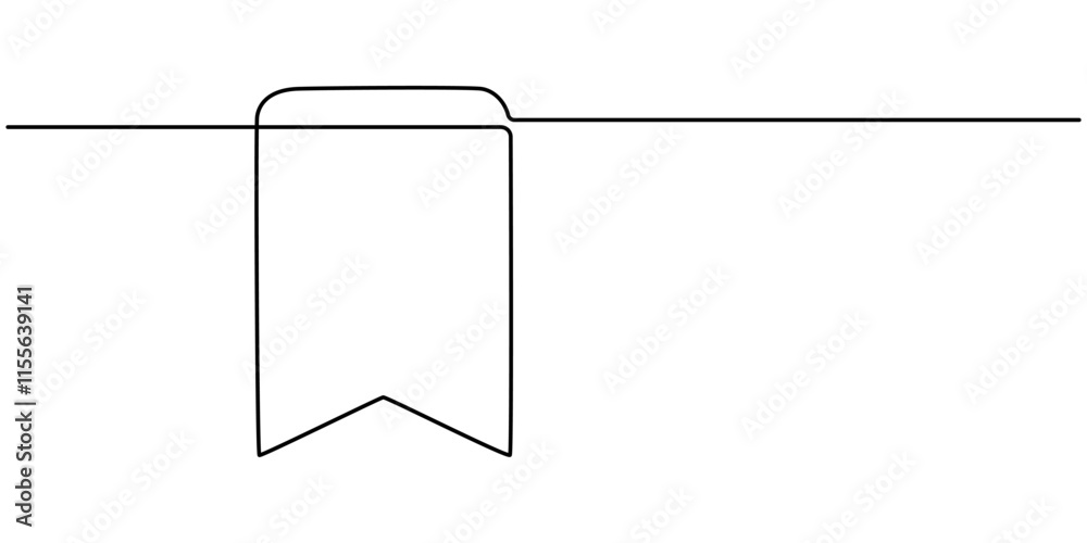 Poster a single-line drawing of a bookmark. continuous line bookmark icon. one line icon, bookmark icon in 